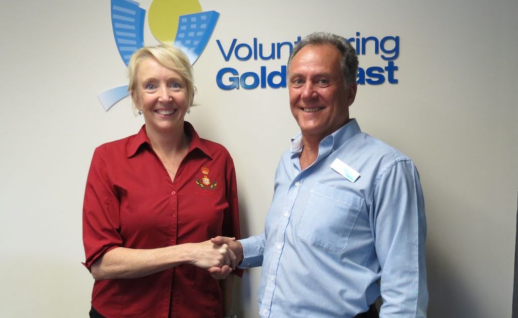 Australian Bravery Association president Sally Gregory with Volunteering Gold Coast's Richard Paterson.